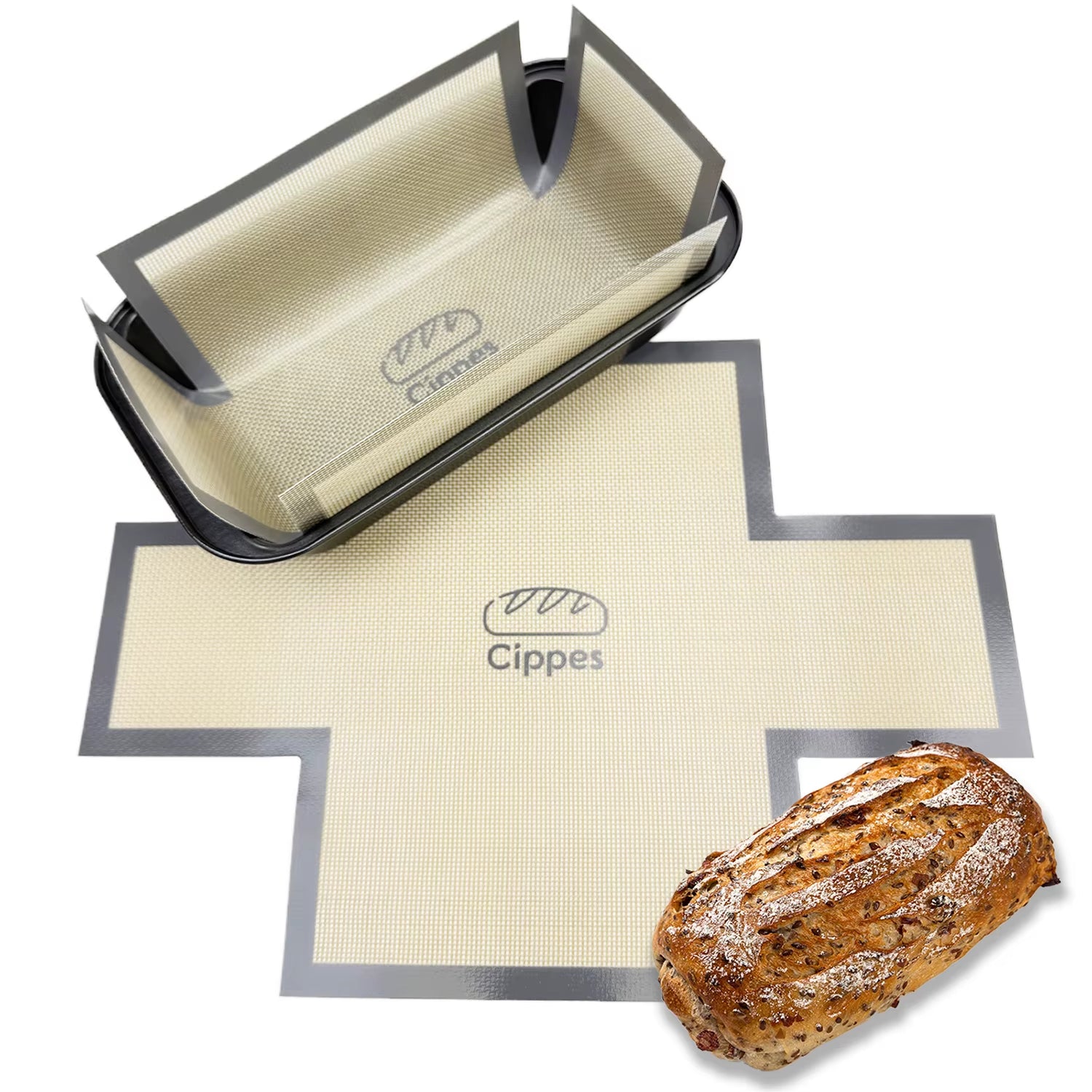 Silicone Bread Loaf Pan Liners, Reusable Nonstick Bread Pan Baking Mat for 9.5 X 5 Inch or 1.5LB Bread Pans, Heat Resistant